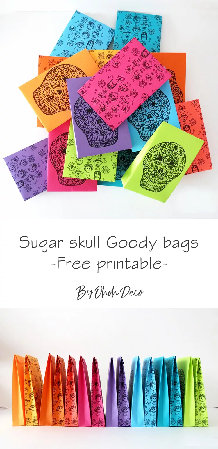 Sugar skulls goody bags for Halloween - Free print