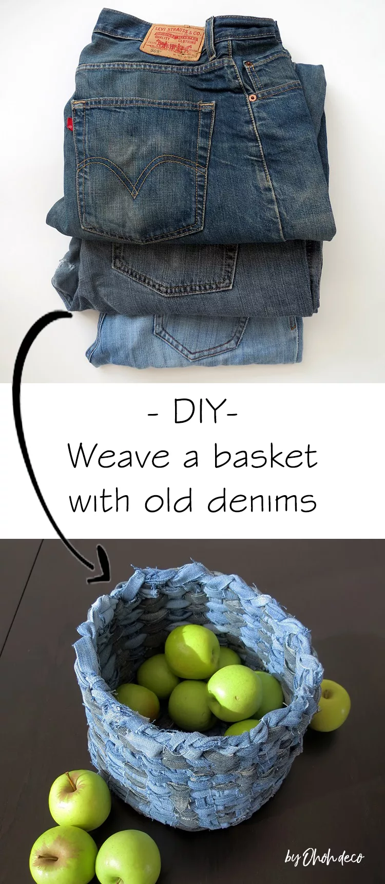 DIY recycled denim basket