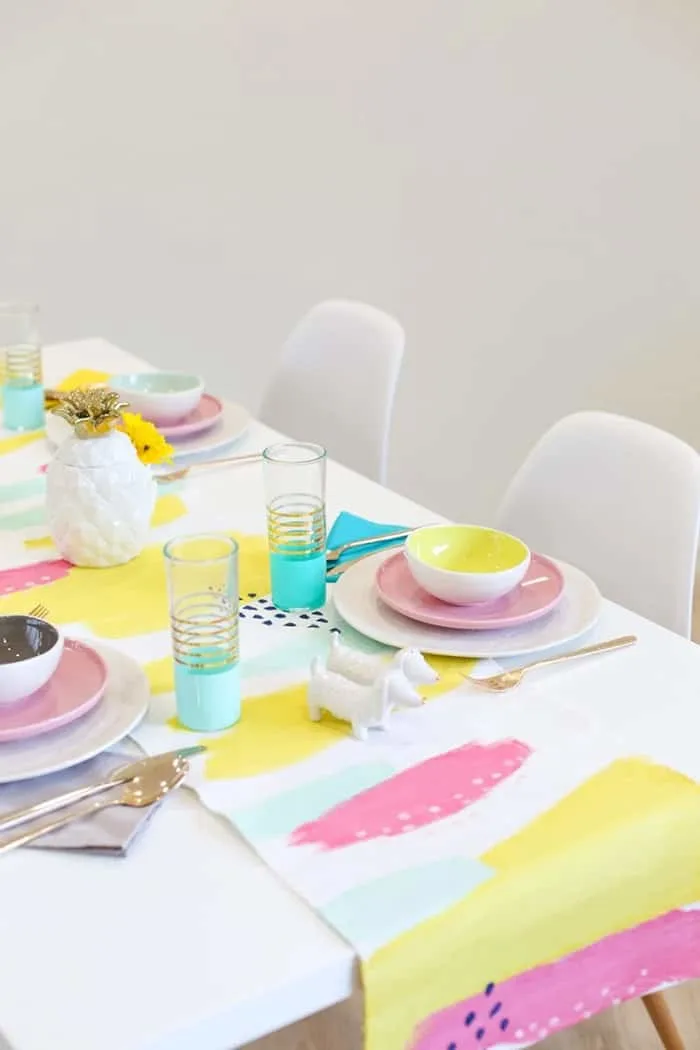 DIY table runner painted