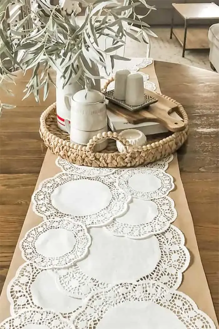 DIY table runner with doily