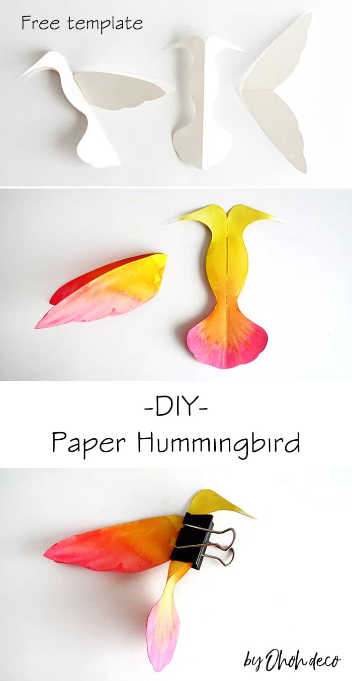 make paper hummingbird with free template