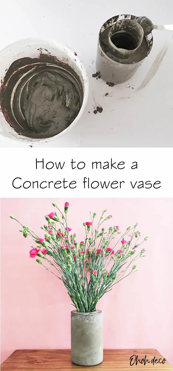how to make a diy concrete flower vase