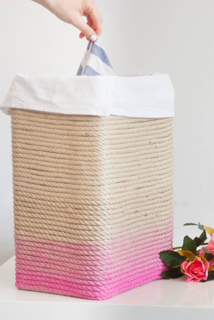 DIY rope laundry hamper