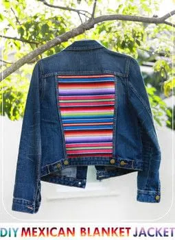 mexican blanket insert on denim