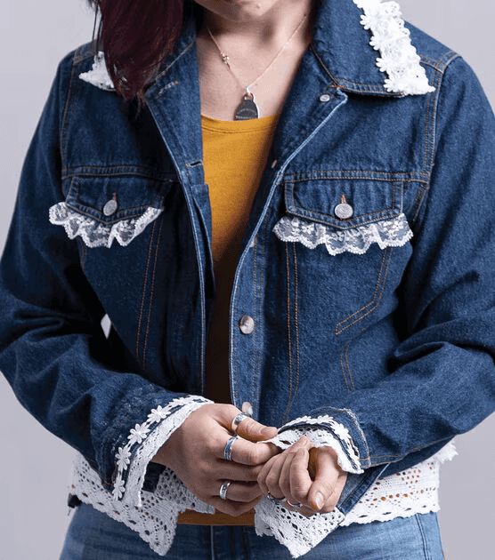 Lace embellished Denim Jacket