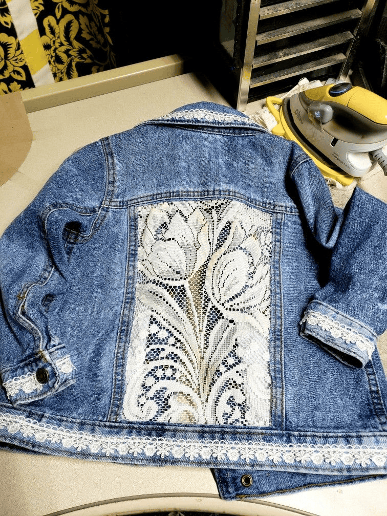 Denim jacket with lace inspiration