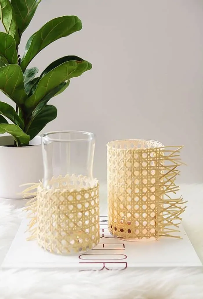 diy rattan candle votive