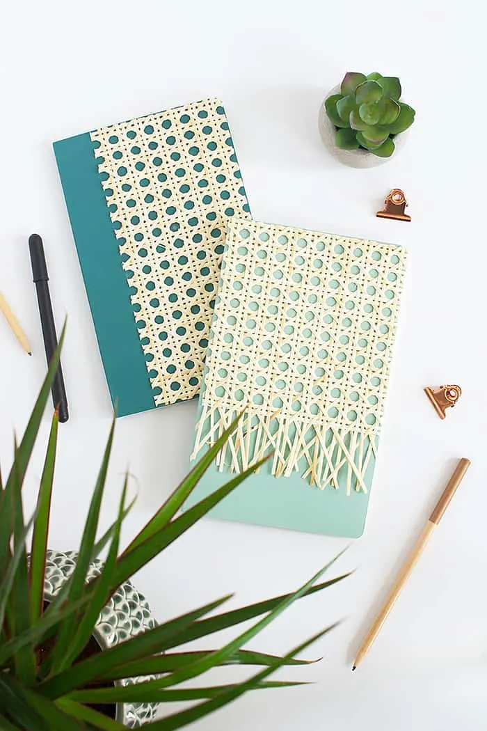 diy rattan notebook