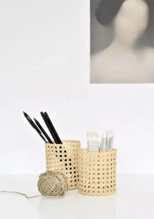 diy rattan pencil holder