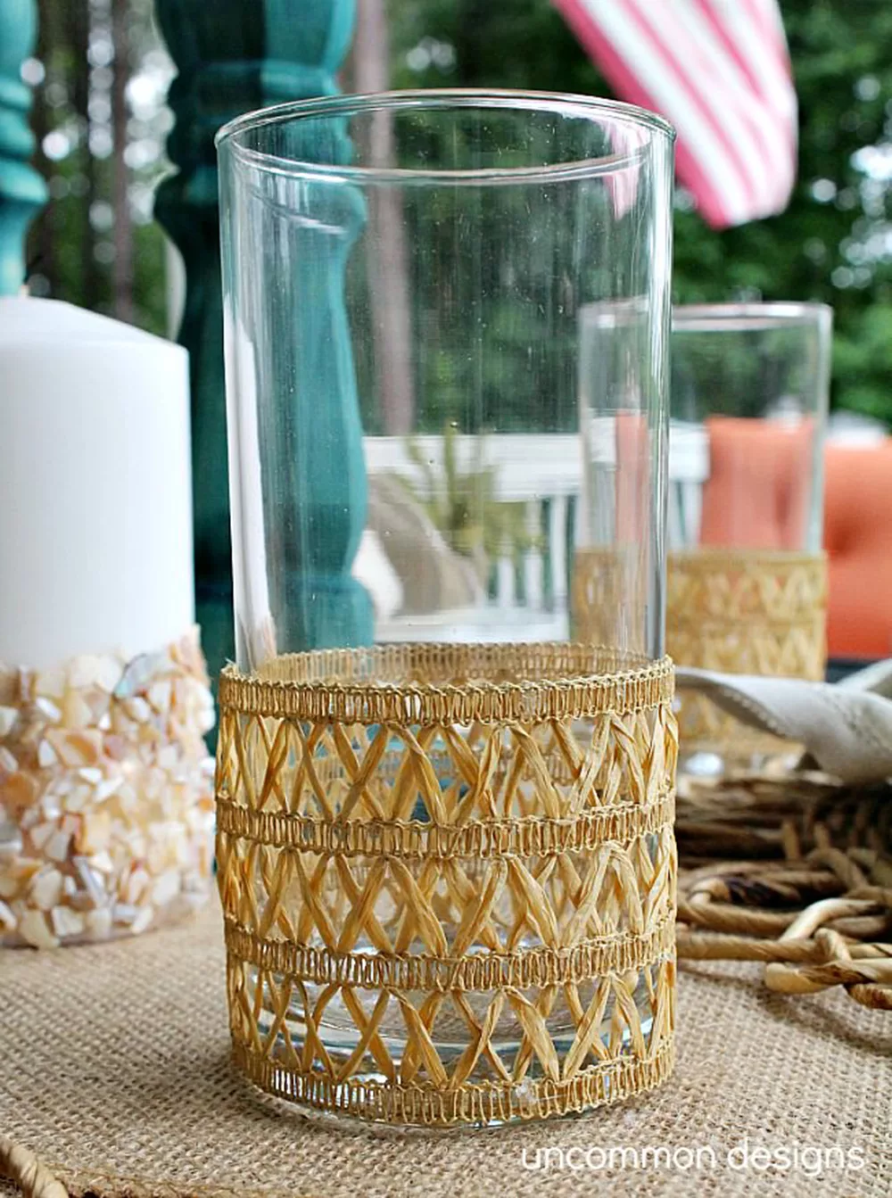 diy faux rattan glass vase