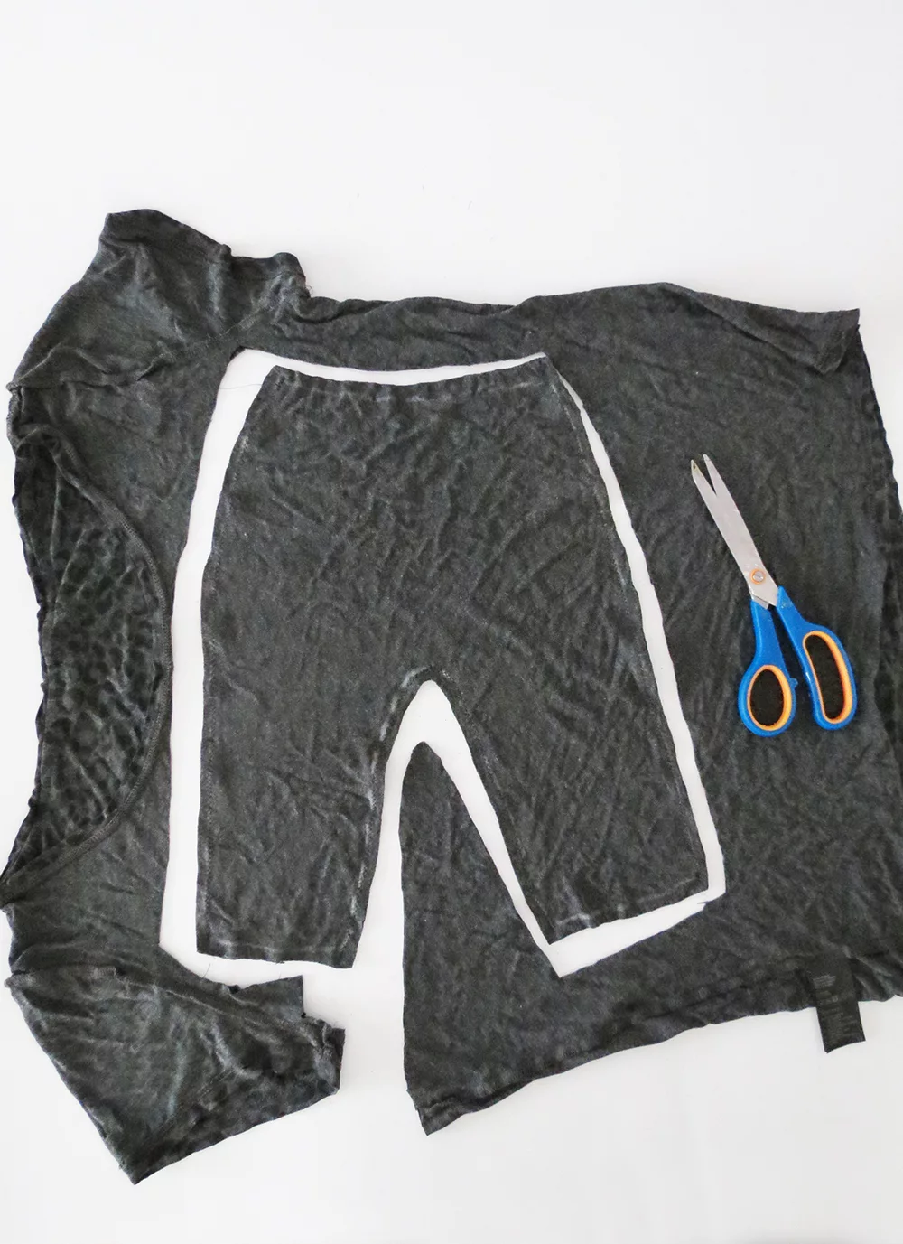 cut out the fabric to create the baby pants shape