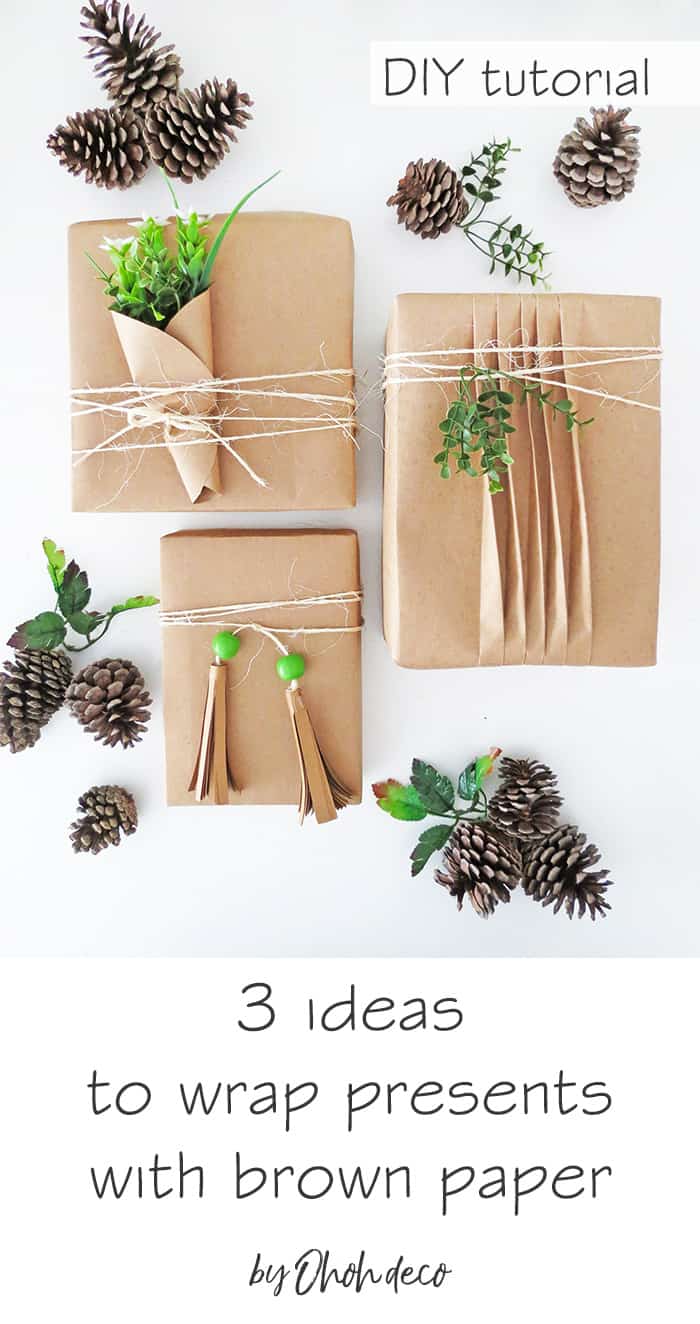 3 ideas to wrap gifts with bown paper
