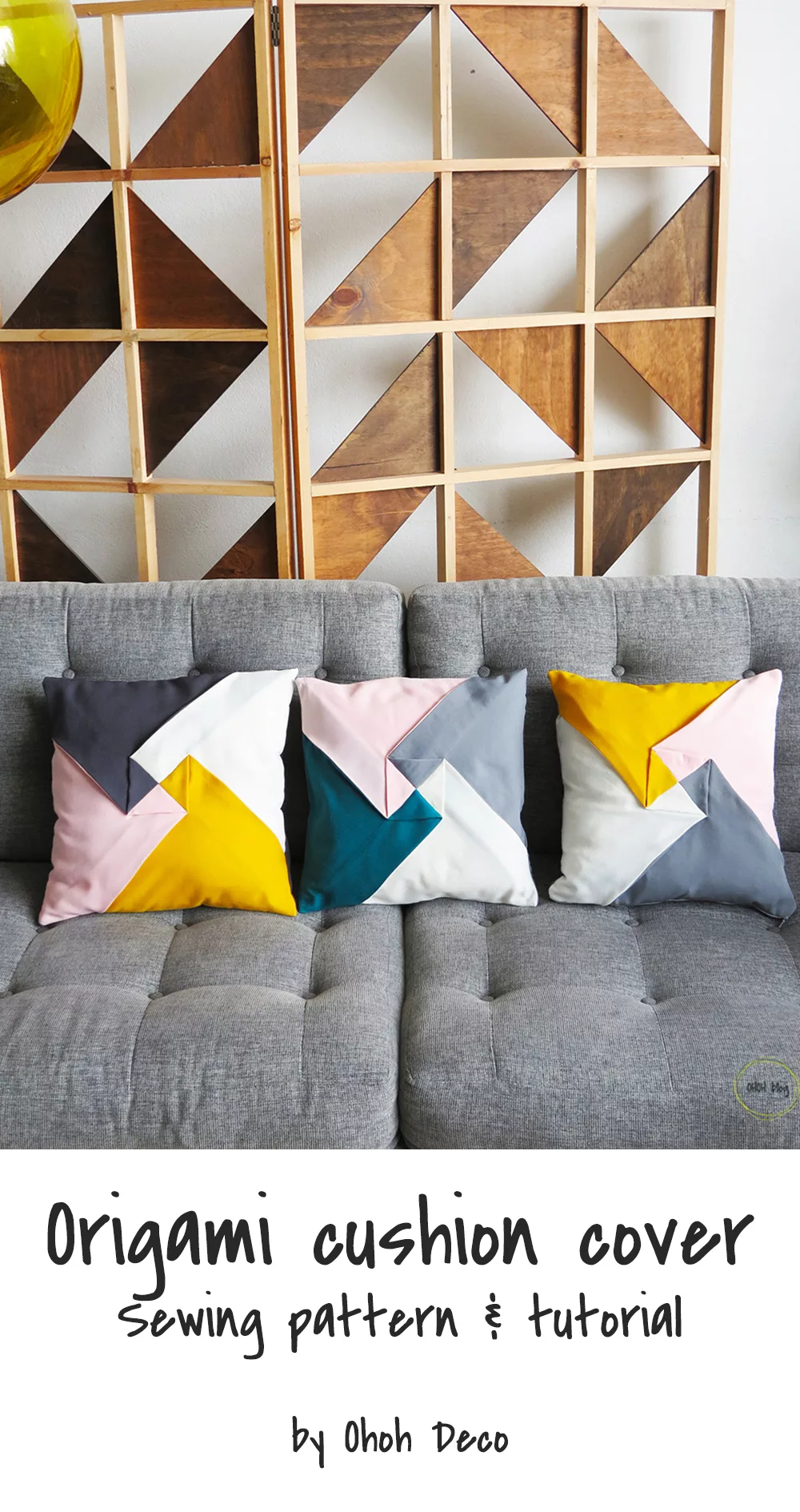 sew color block origami pillow cover