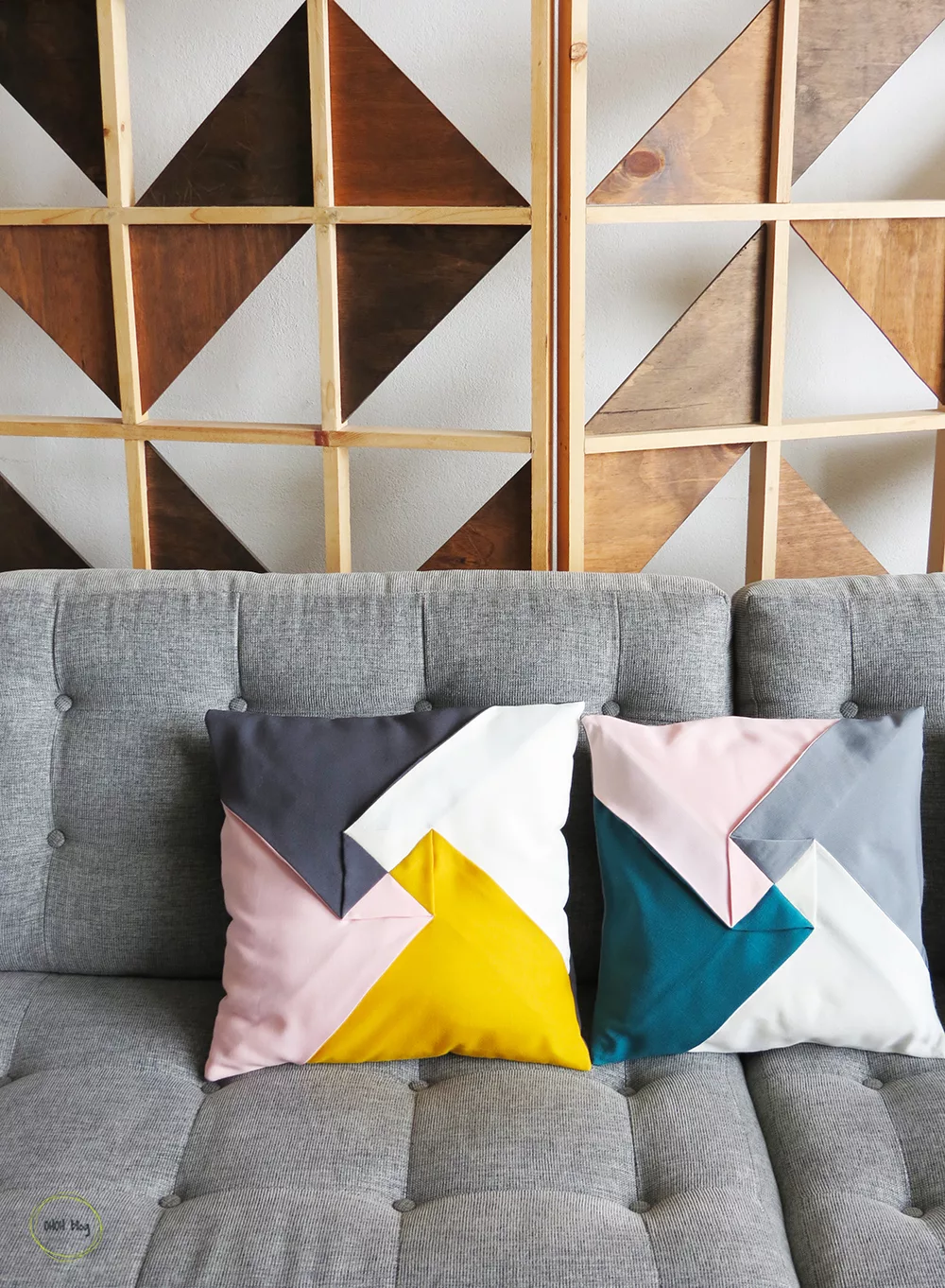 diy color block pillow cover