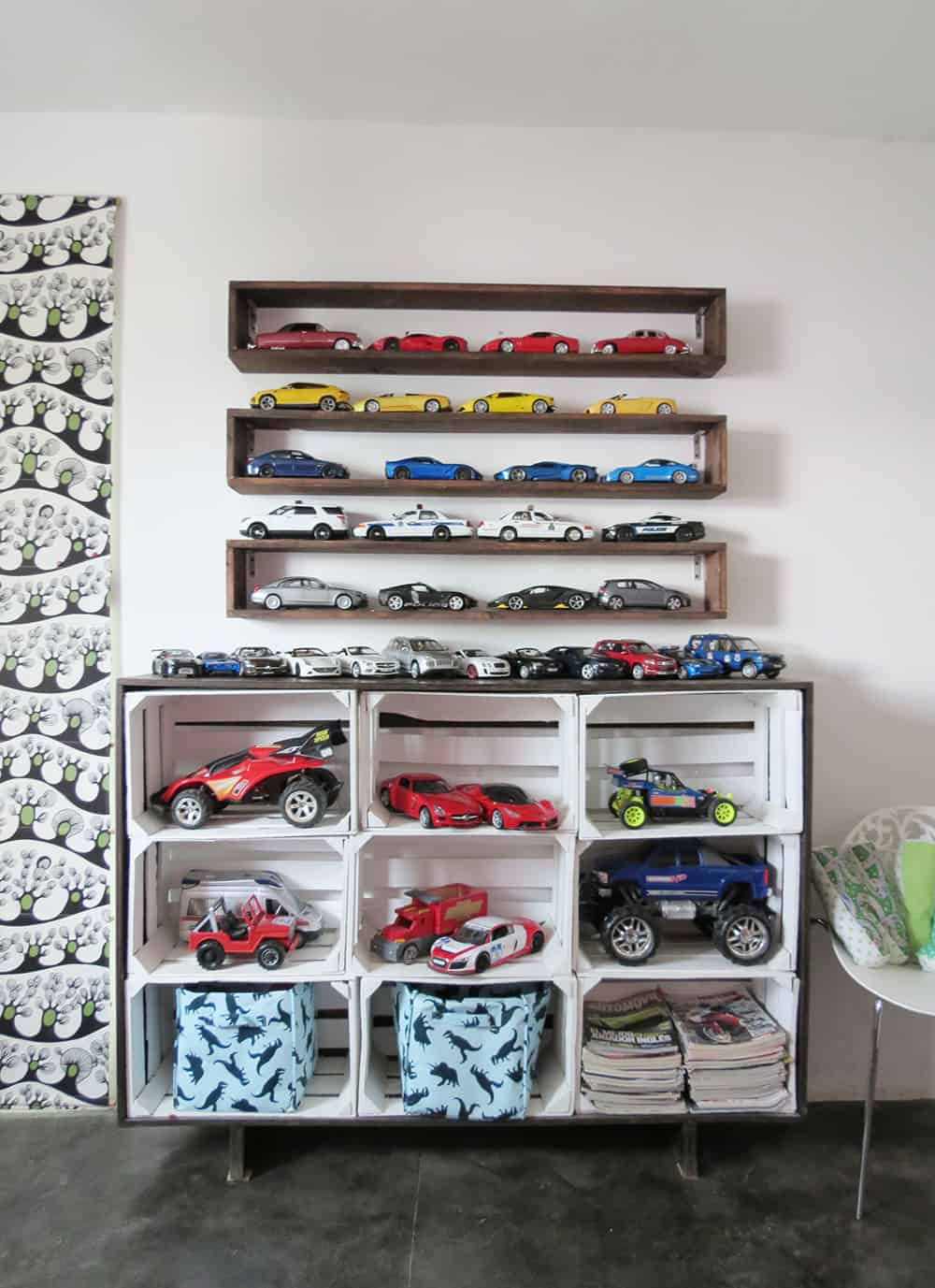 diy storage in kid's bedroom