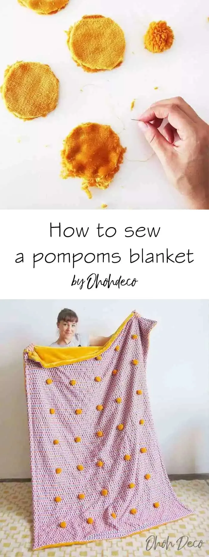 how to sew a pompoms blanket