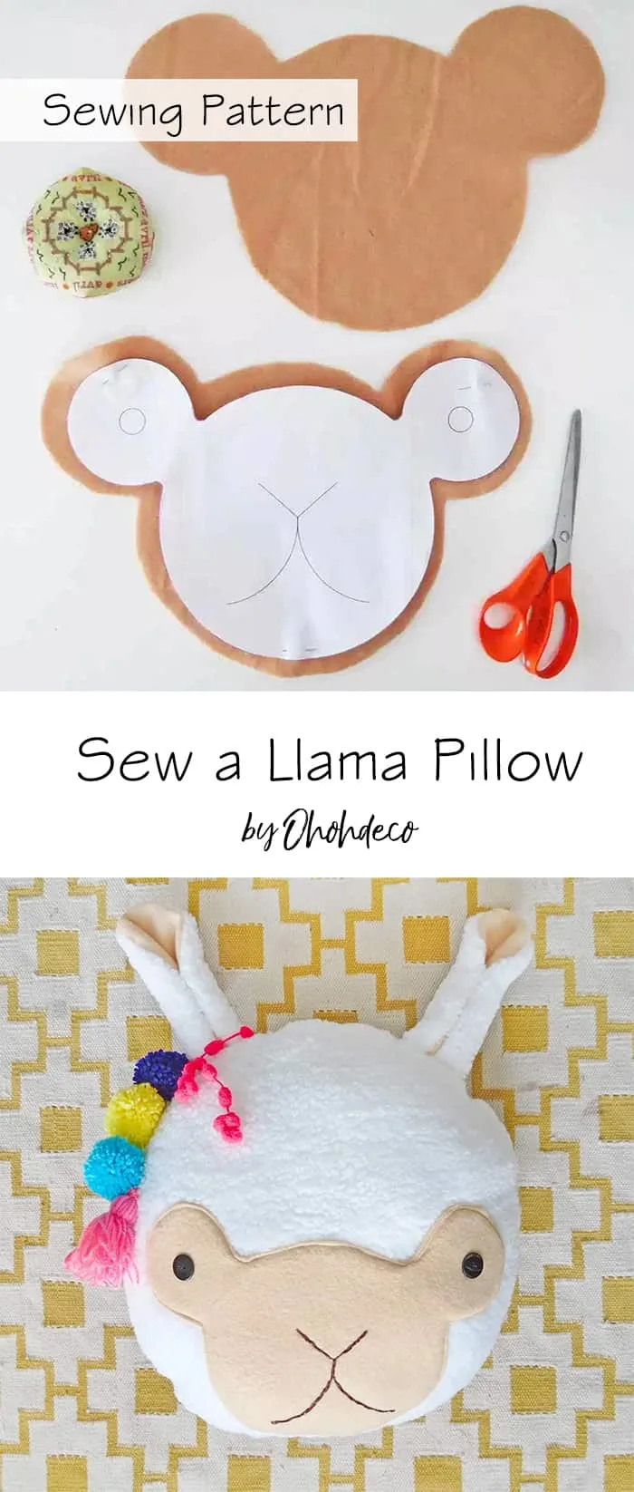 Llama pillow sewing pattern