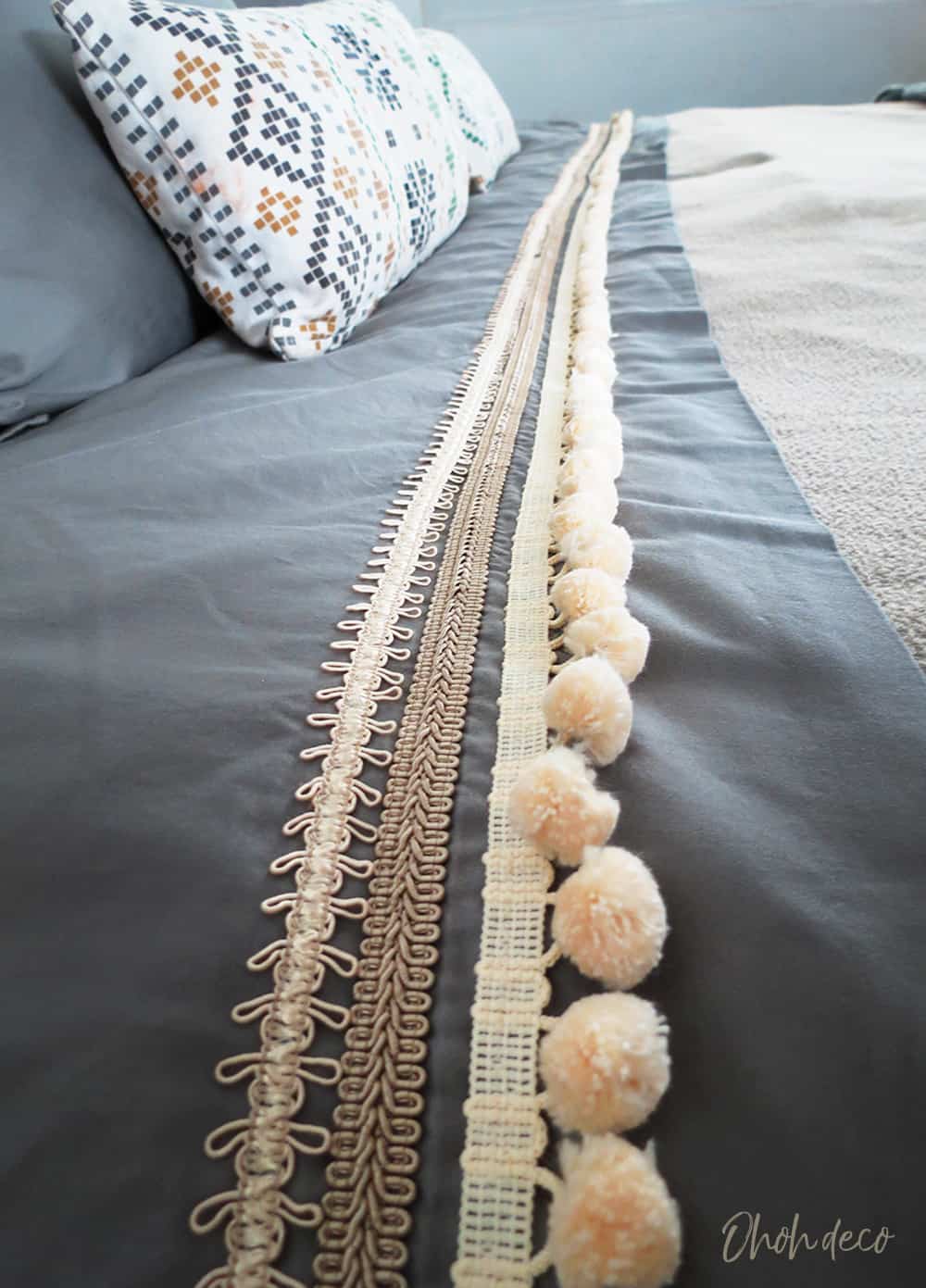 bed sheets with pom poms