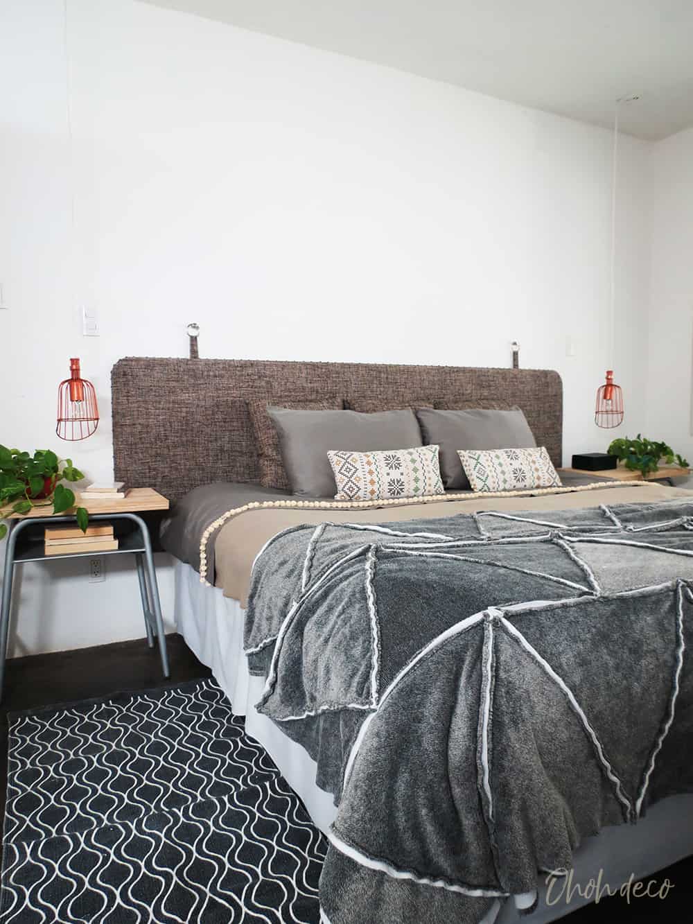 brown and grey bedroom