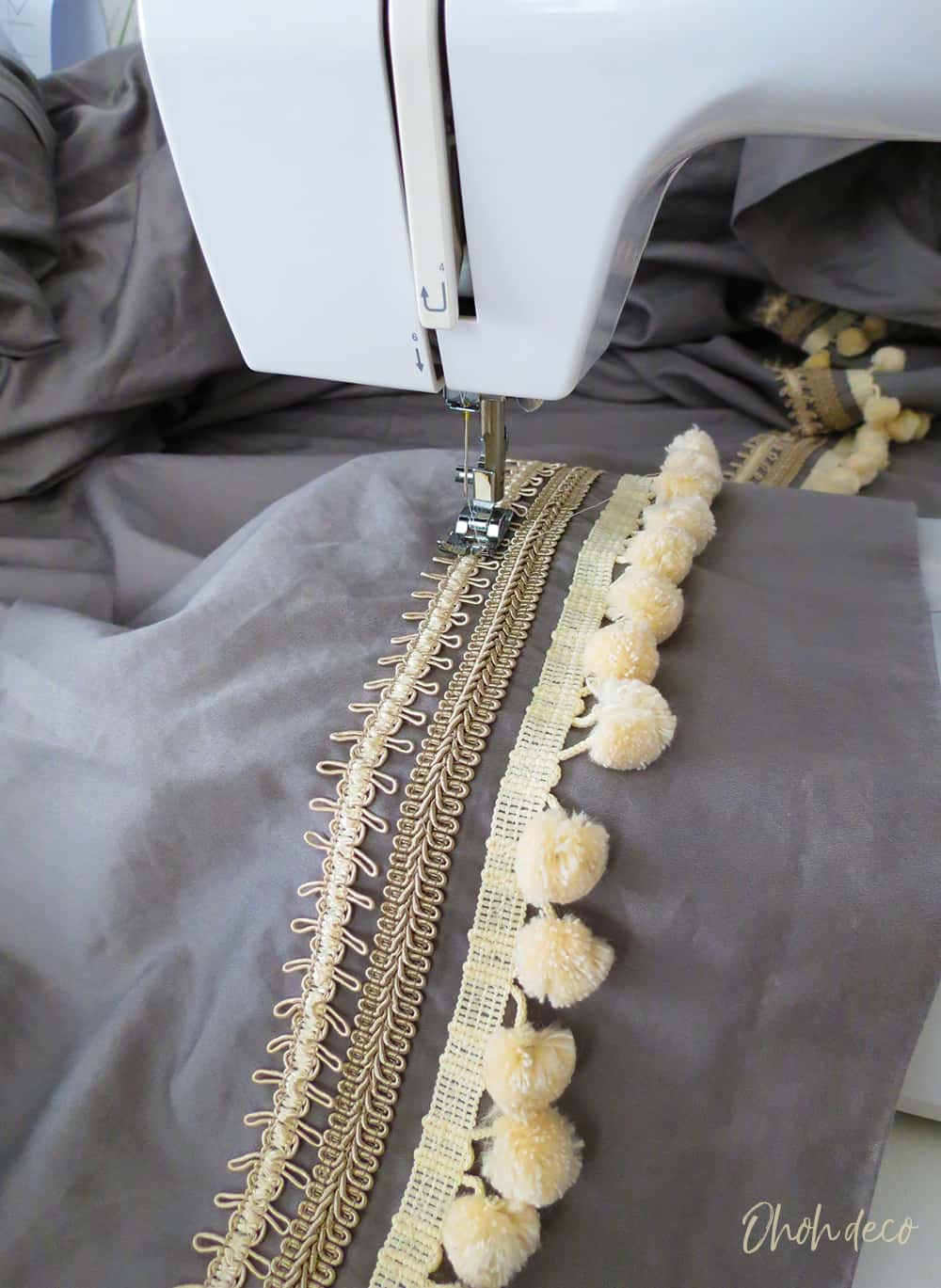 sew trims on bed sheets