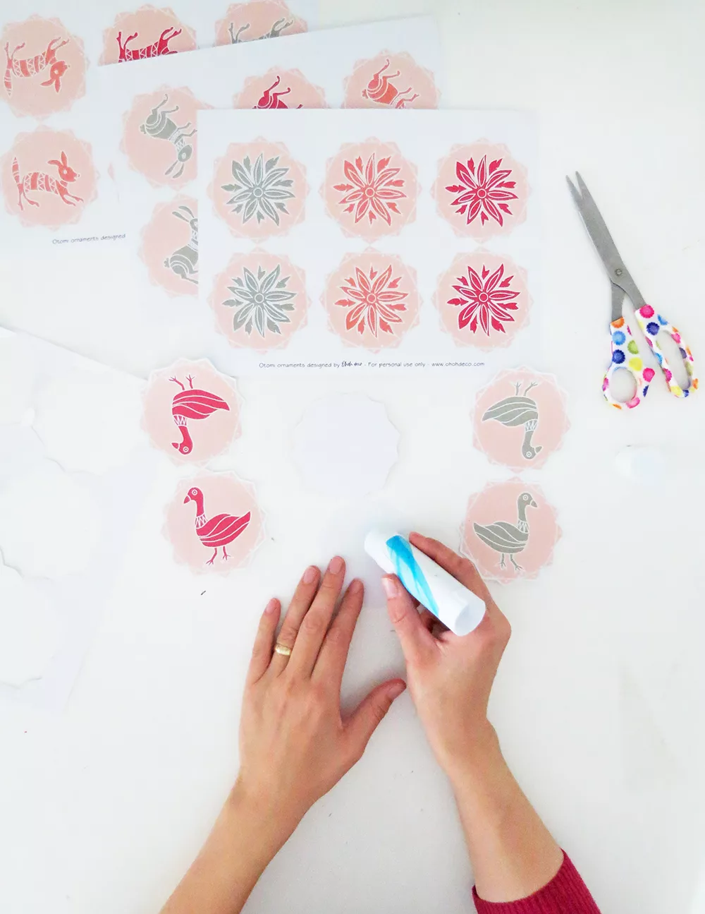 DIY printed paper Christmas ornaments