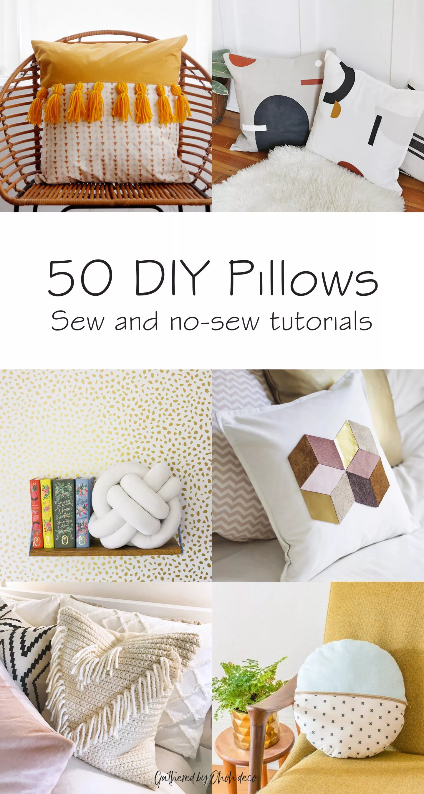 50 DIY pillows - sewing tutorial and no-sew 