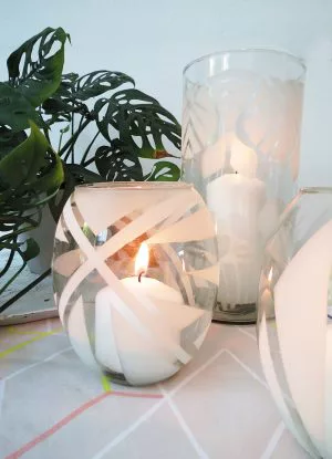 DIY patio upgrade #treillis #backyard #diy #sidetable #patio #candle #etchglass