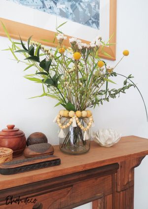 Recycled glass jar as flower vase