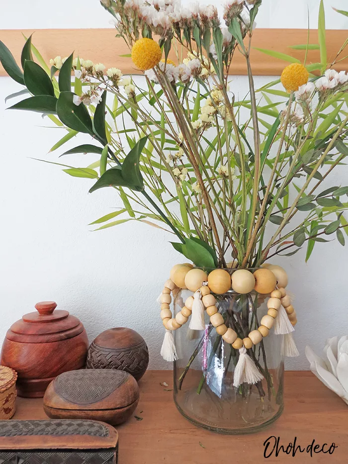 Recycled glass jar as flower vase