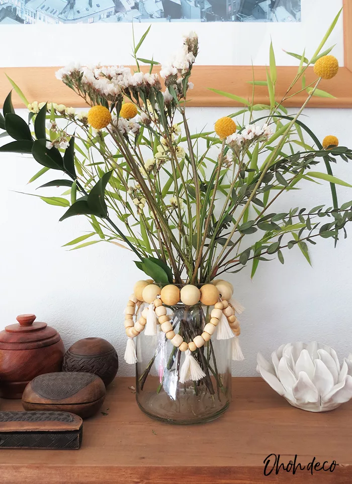 Recycled glass jar as flower vase