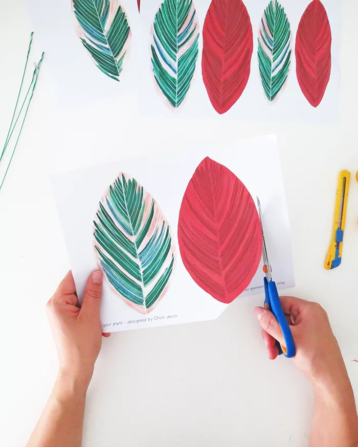 how to make diy paper plant cutting leaves