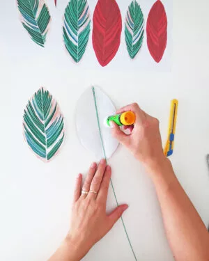 how to make diy paper plant gluing leaf