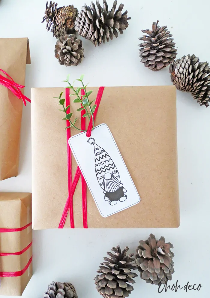 gift wrap with freebie tag
