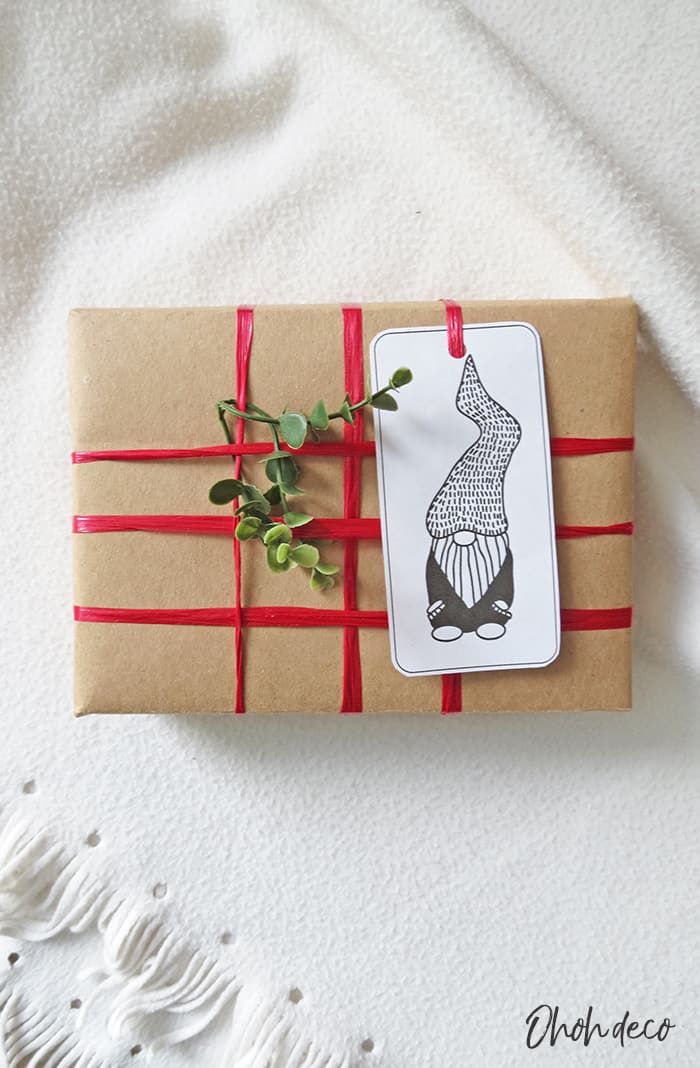 Gift wrap with freebie tag