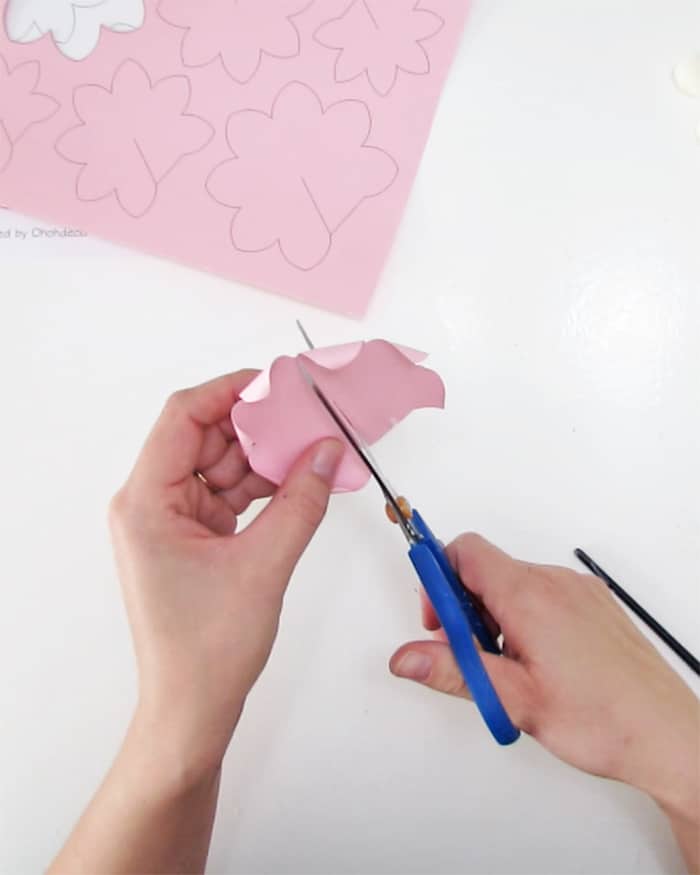 cutting paper flower