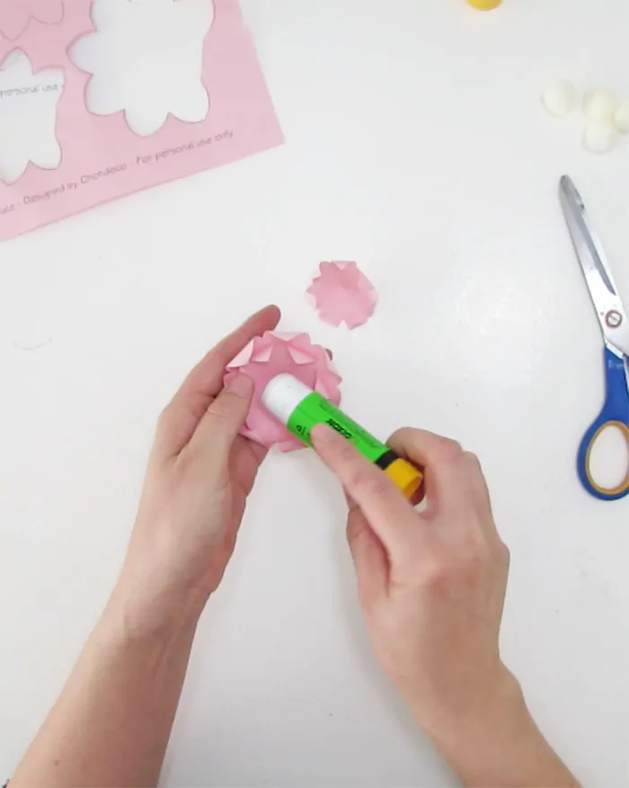 gluing paper flower