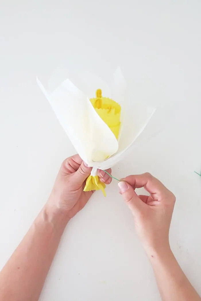attach petal to make daffodil flower