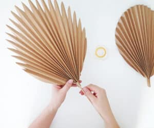 diy paper palm leaf gluing stem