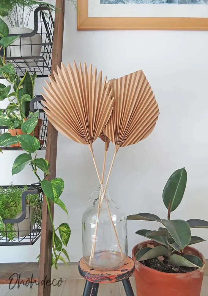 DIY paper palm leaf decor