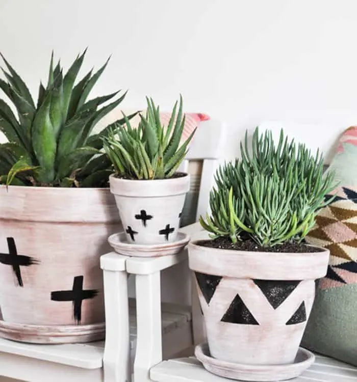 diy white washed planters