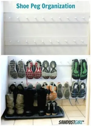 diy shoe wall storage