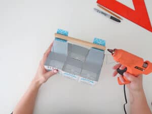 glue the handle on diy desk organizer