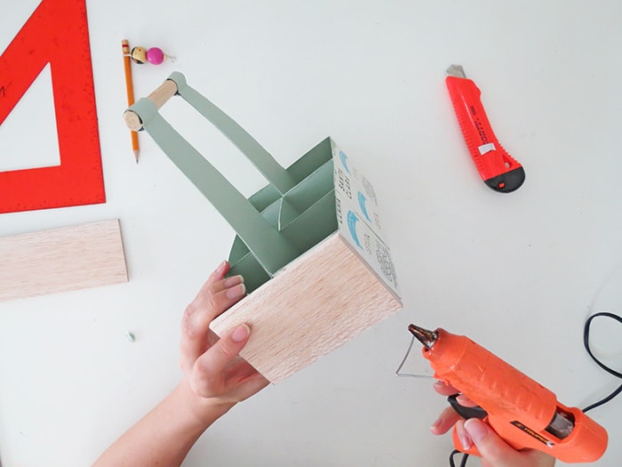 glue wood on desk organizer caddy