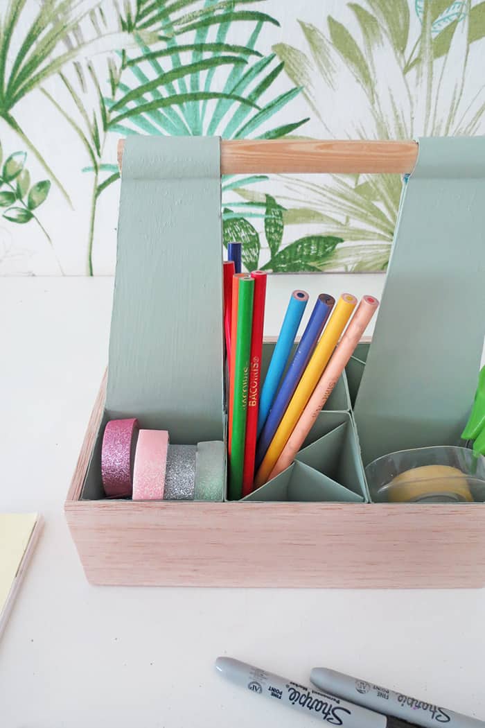 diy desk organizer made with milk carton