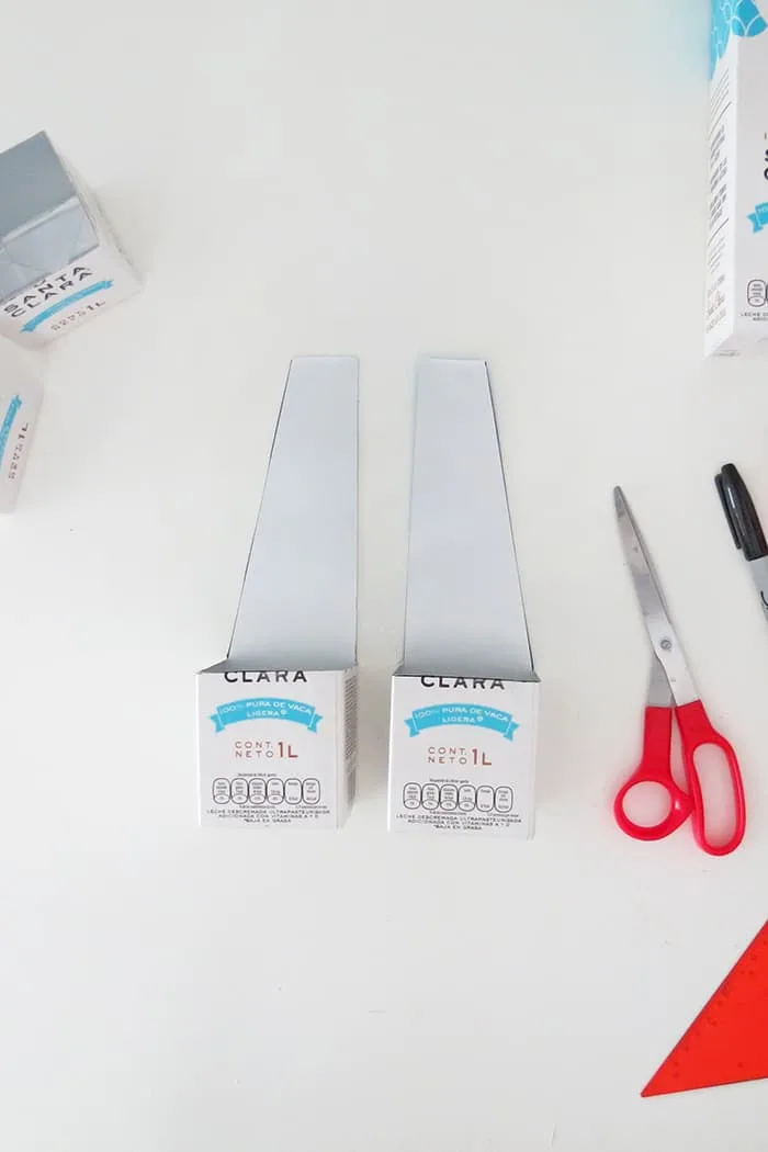 cut another milk carton to make diy desk organizer