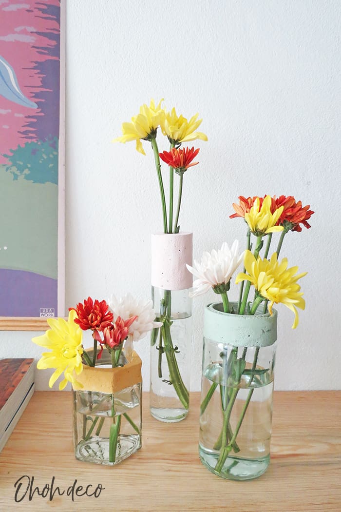 diy cement flower vase