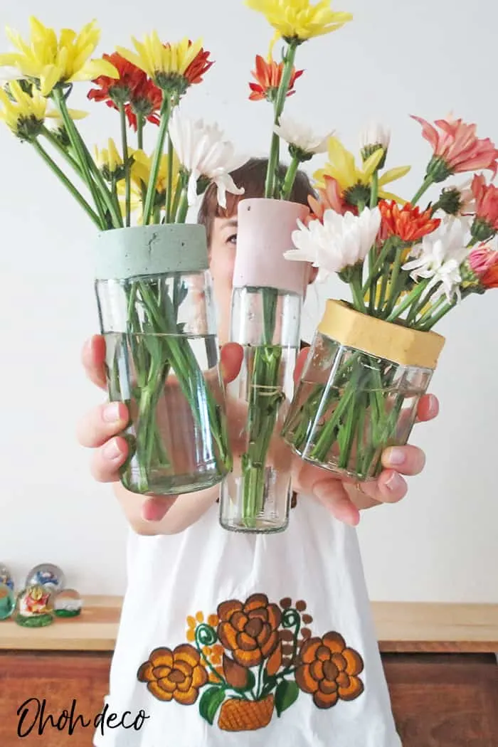 showing my diy flower vases