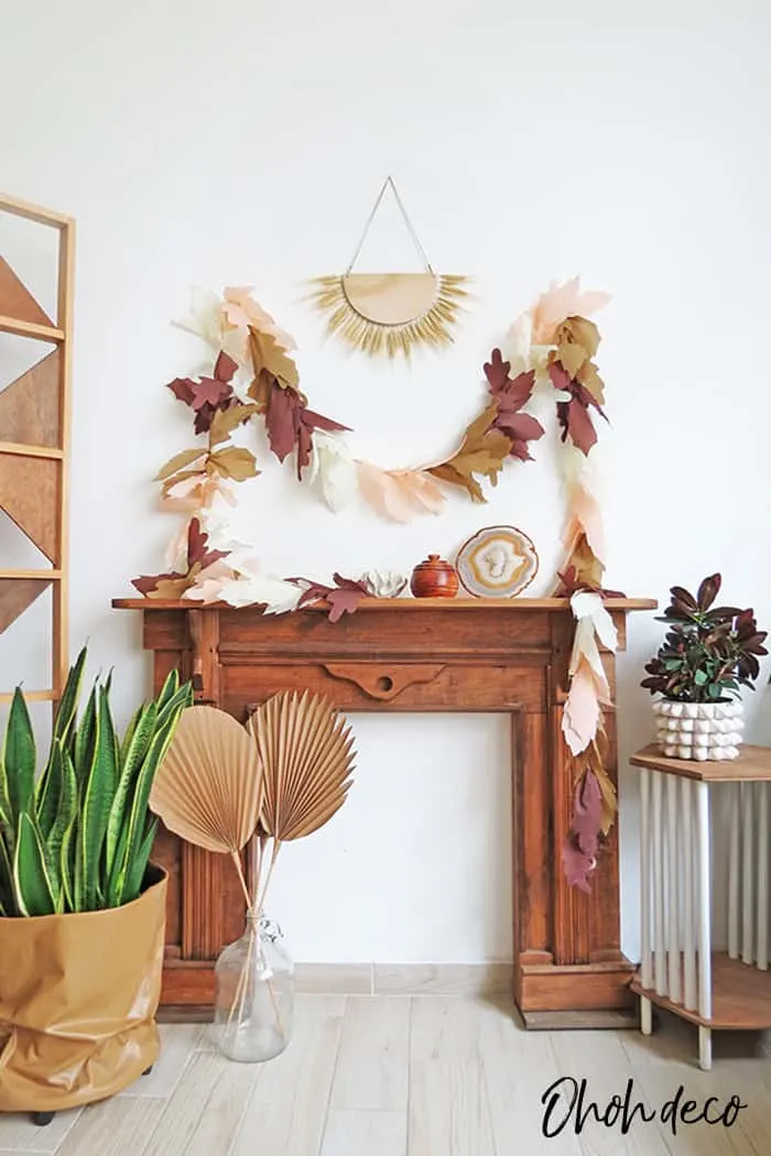 fall decor with diy leaf garland