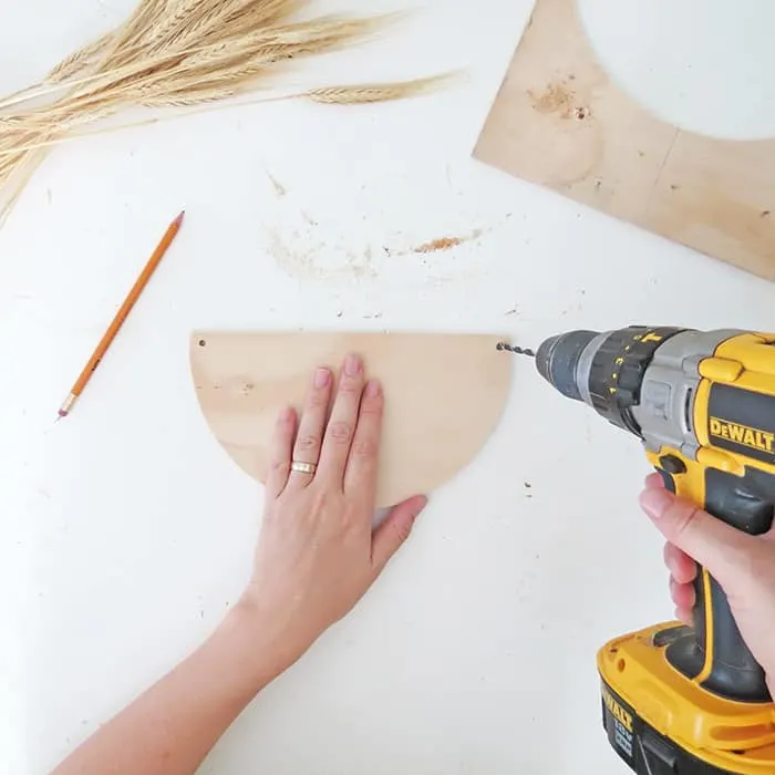 drill holes on the corner to hang your wheat decor