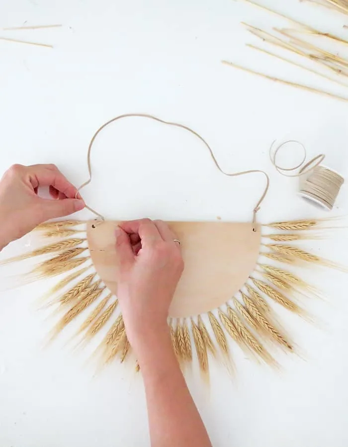 pass twine to hang the wheat wall decor